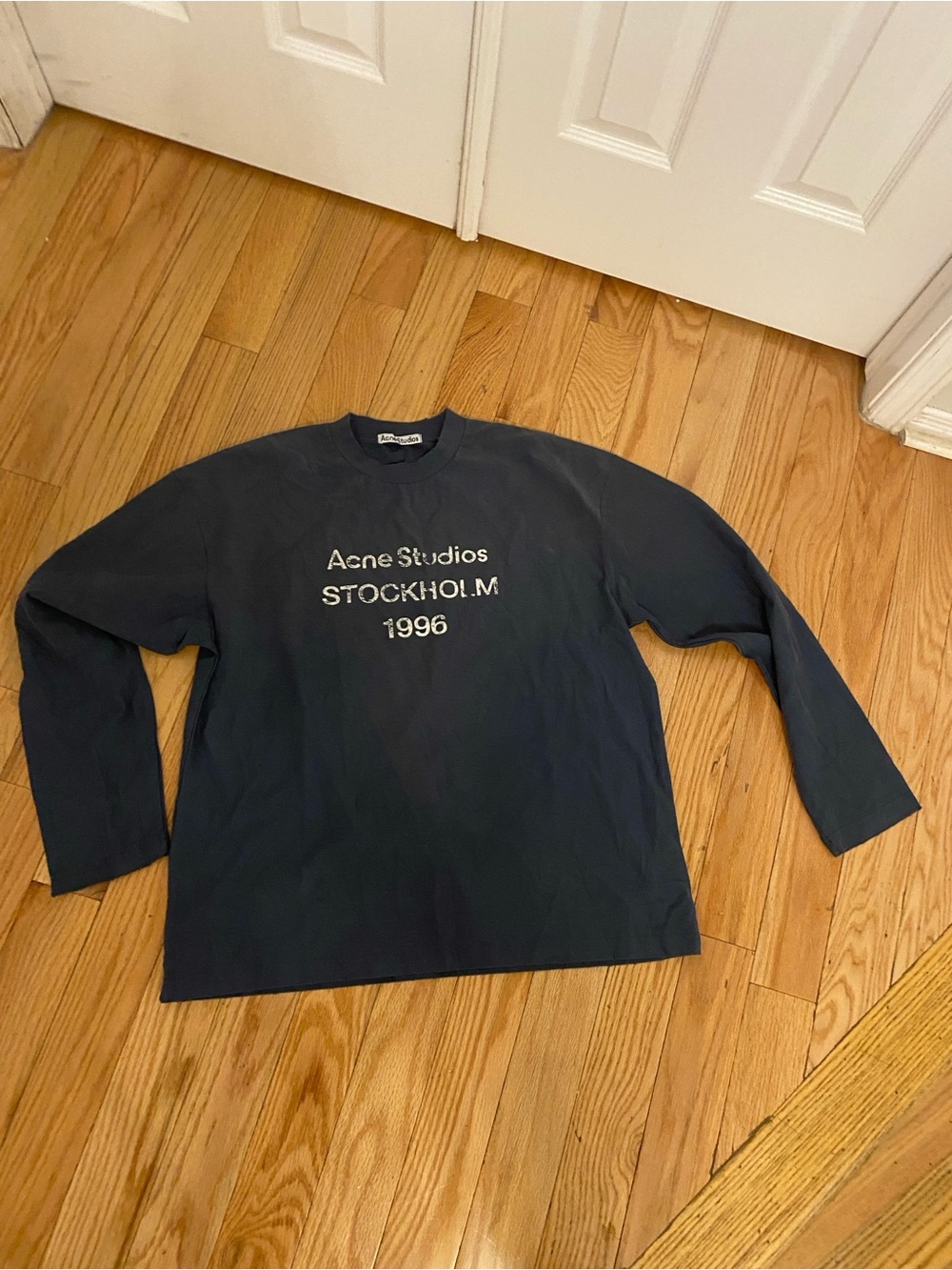 Acne Studios Navy Logo Long Sleeve Shirt